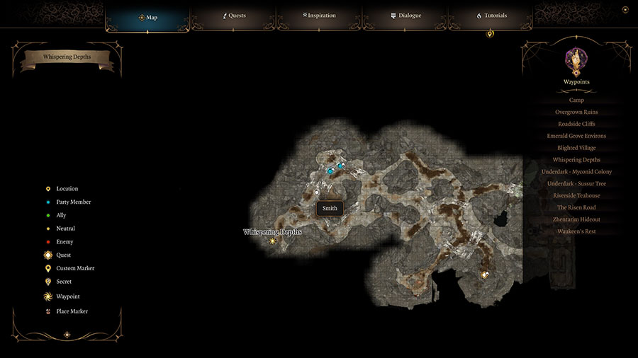 A Map Showing Where To Find Dark Amethyst Stone To Open The Necromancy Of Thay Book