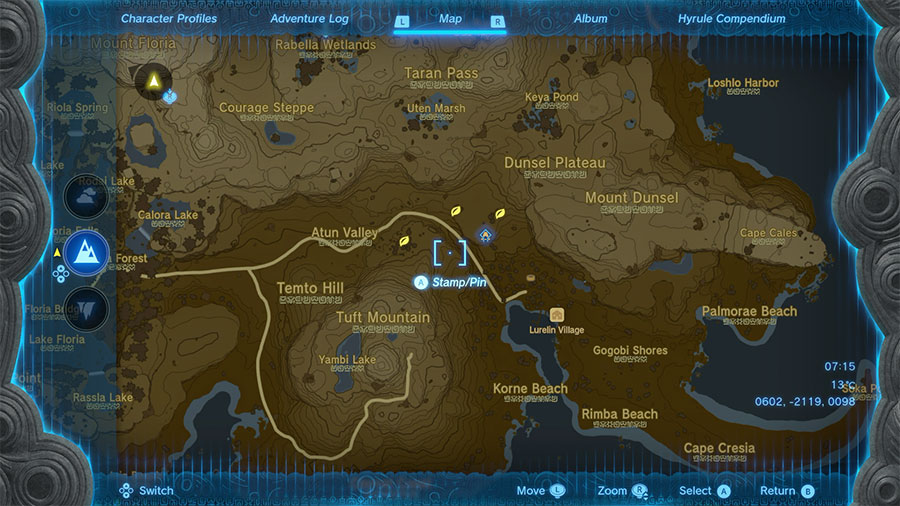A map showing where to find wood For Lurelin Village Restoration Project In Zelda Tears Of The Kingdom